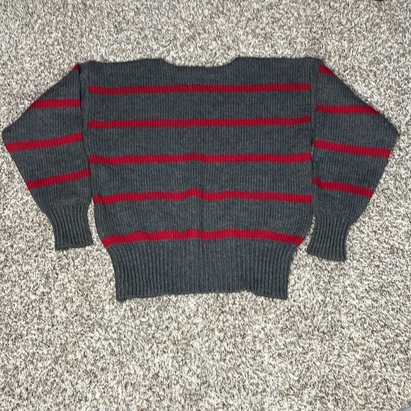 Vintage POLO RALPH LAUREN Gray Red Wool CROWN CREST Embroidered SWEATER Mens XL - Picture 7 of 8